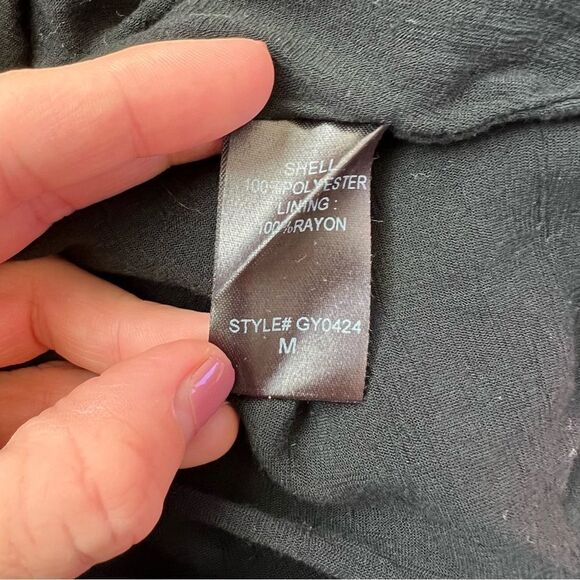 The Impeccable Pig Black Metallic Dot Surplus Deep V Neck Long Sleeve Dress - Picture 9 of 9